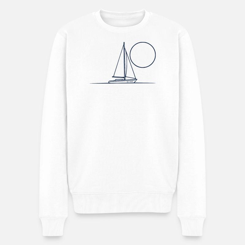 Segelboot - Männer Premium Bio Pullover - Weiß