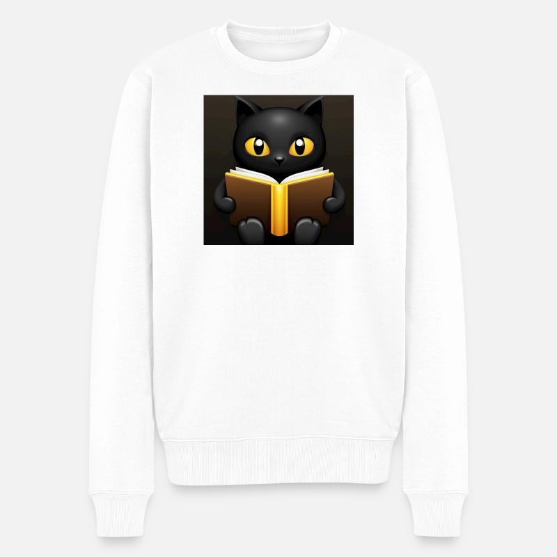 magische schwarze katze mit gold  - Männer Premium Bio Pullover - Weiß