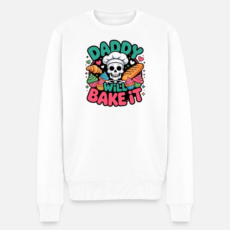 Daddy Will Bake It Skelettkoch - Männer Premium Bio Pullover - Weiß