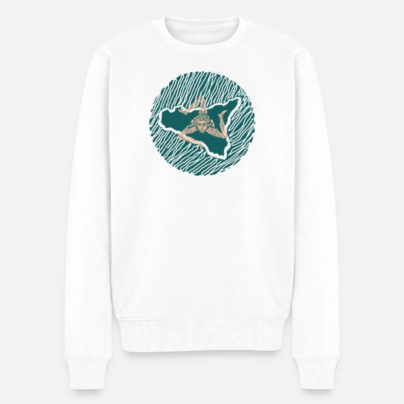 Sizilien Trinacria Künstlerisches Design - Männer Premium Bio Pullover - Weiß