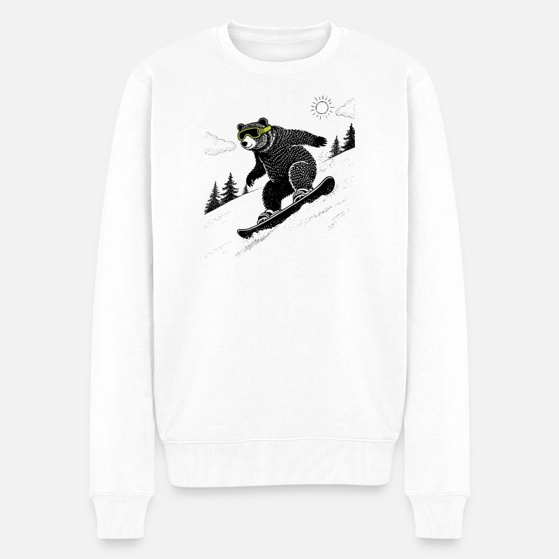 Snowboard Bear - Pull Premium bio Homme - blanc