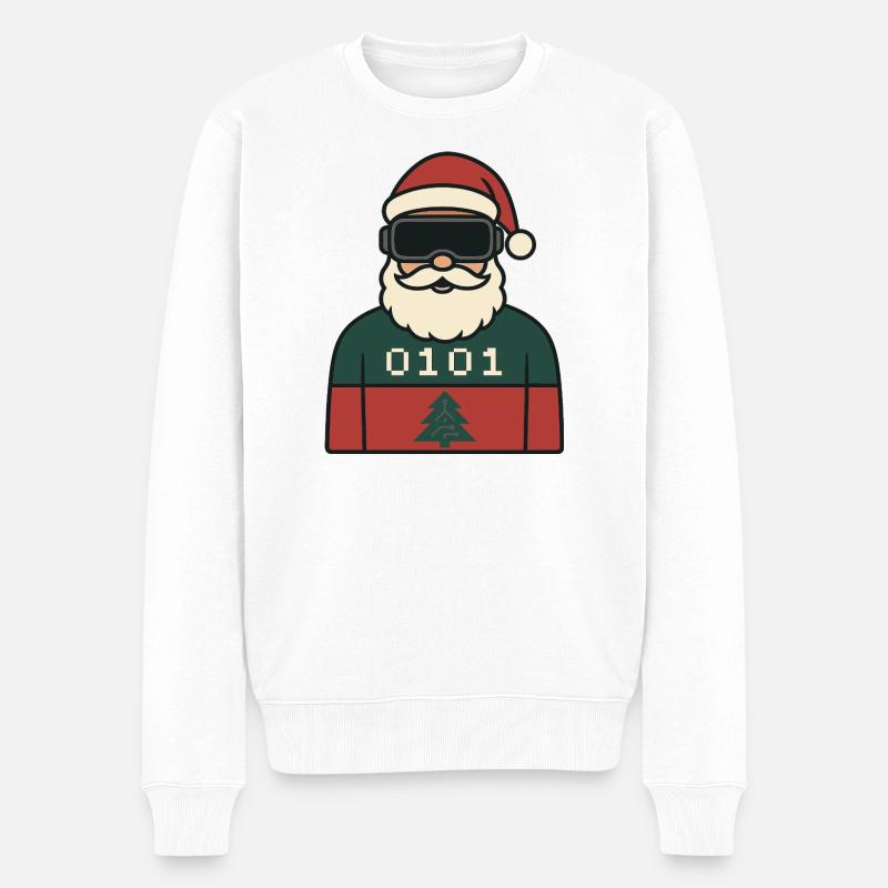 Cyber Santa VR Conception de Noël - Pull Premium bio Homme - blanc