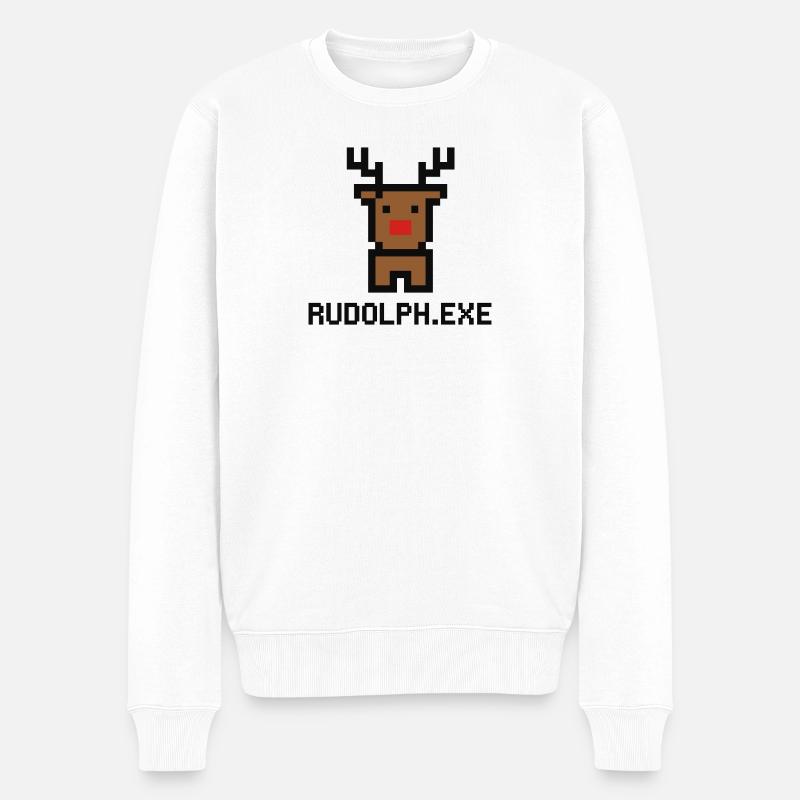 Rudolph.exe Pixel Rentier - Männer Premium Bio Pullover - Weiß