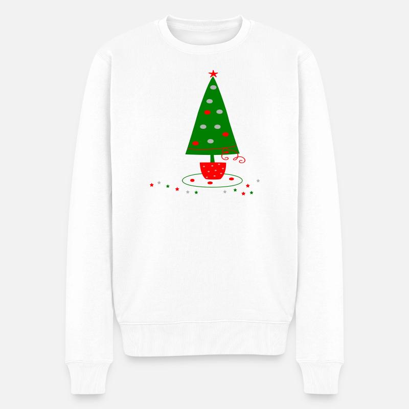Weihnachtsbaum  - Männer Premium Bio Pullover - Weiß
