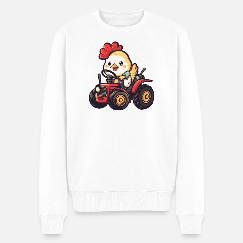 Éleveur de tracteurs de poulet - Pull Premium bio Homme - blanc