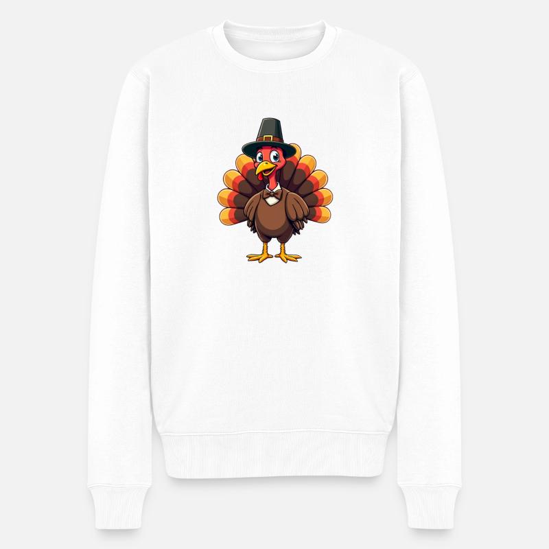 Thanksgiving Drôle Dinde de Thanksgiving - Pull Premium bio Homme - blanc