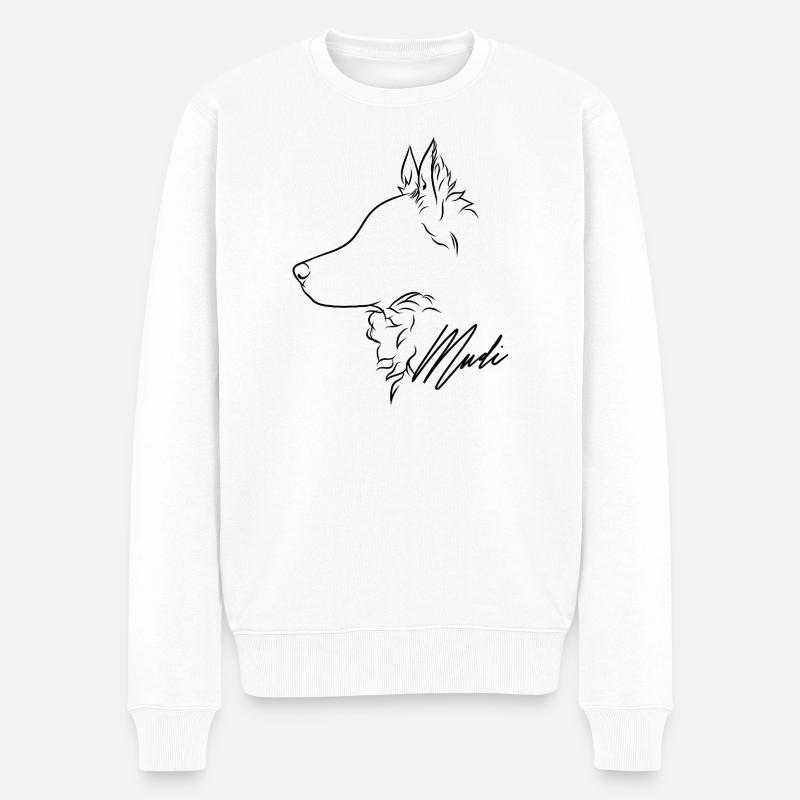 Mudi Profile Chien Chien Wilsigns - Pull Premium bio Homme - blanc