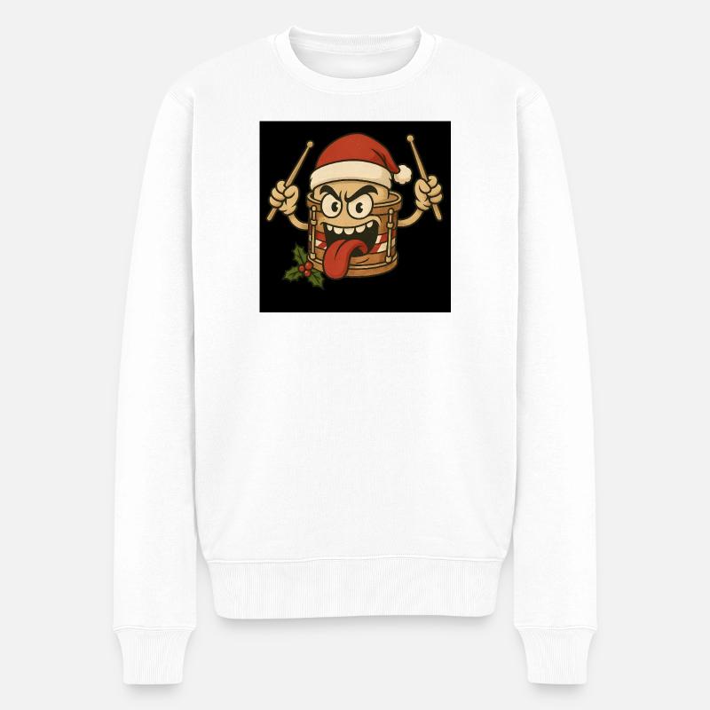 Tambour de Noël avec une tête espiègle - Pull Premium bio Homme - blanc