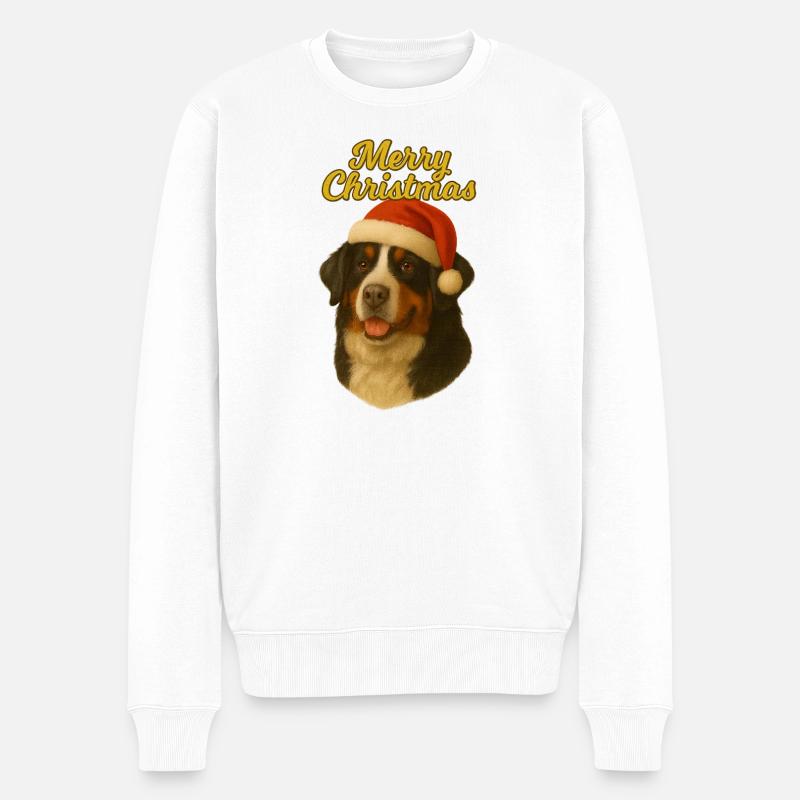 Berner Sennenhund Merry Christmas Pullover - Männer Premium Bio Pullover - Weiß