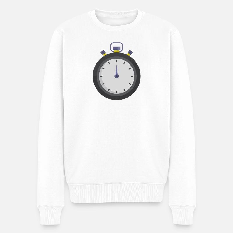 Stoppuhr - Männer Premium Bio Pullover - Weiß