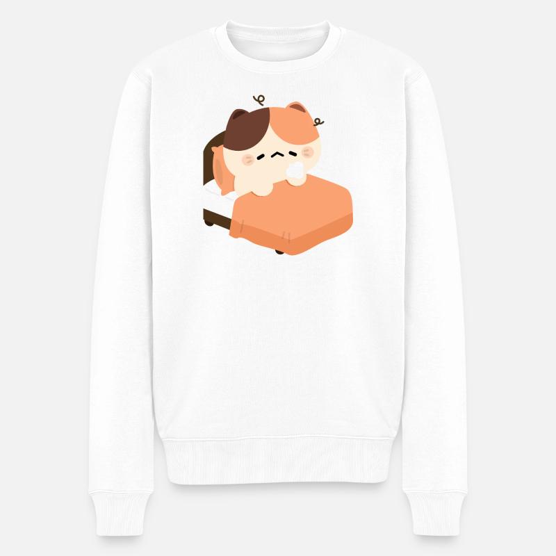 Schläfrige Schildkrötenkatze - Männer Premium Bio Pullover - Weiß