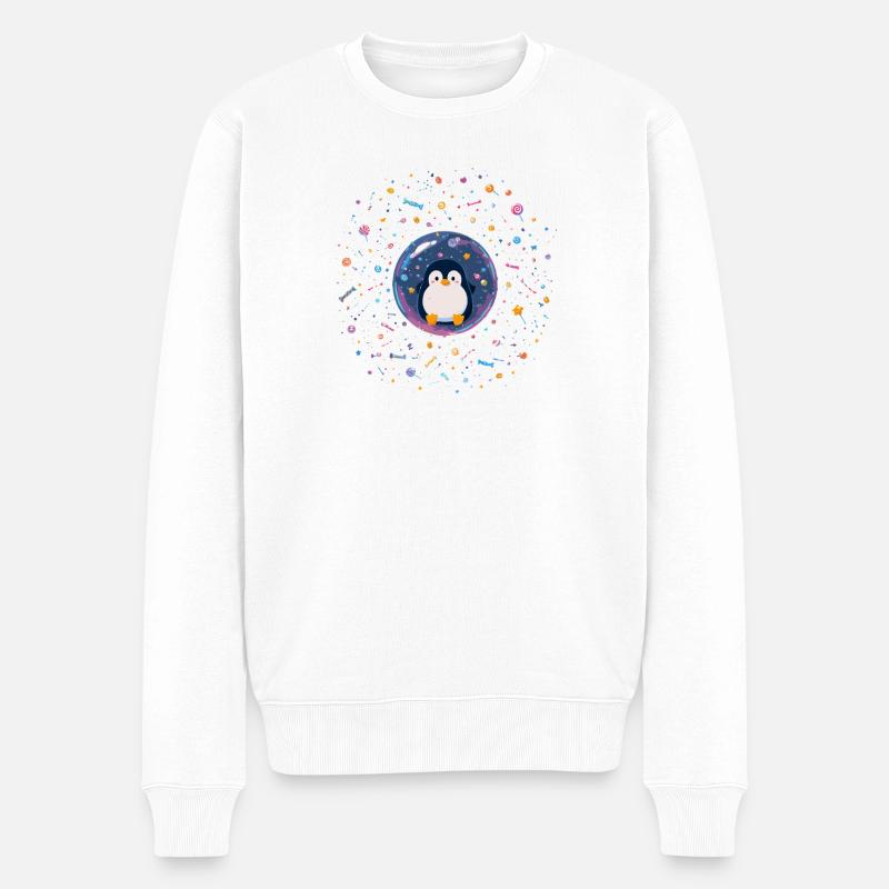 Penguin Glaskugel mit Süßigkeiten - Männer Premium Bio Pullover - Weiß