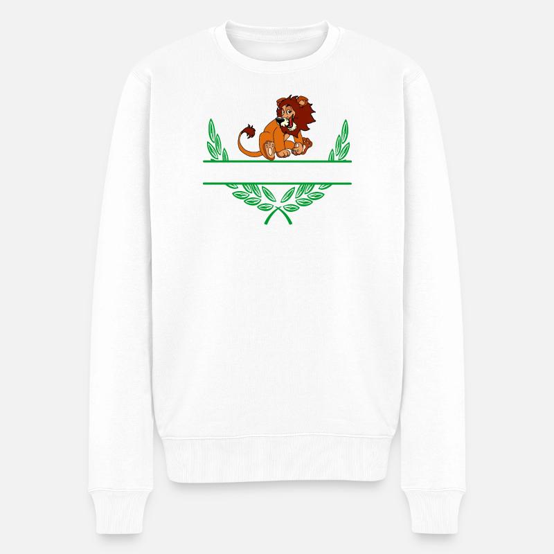 Löwenlorbeerkranz mit Namensraum - Männer Premium Bio Pullover - Weiß