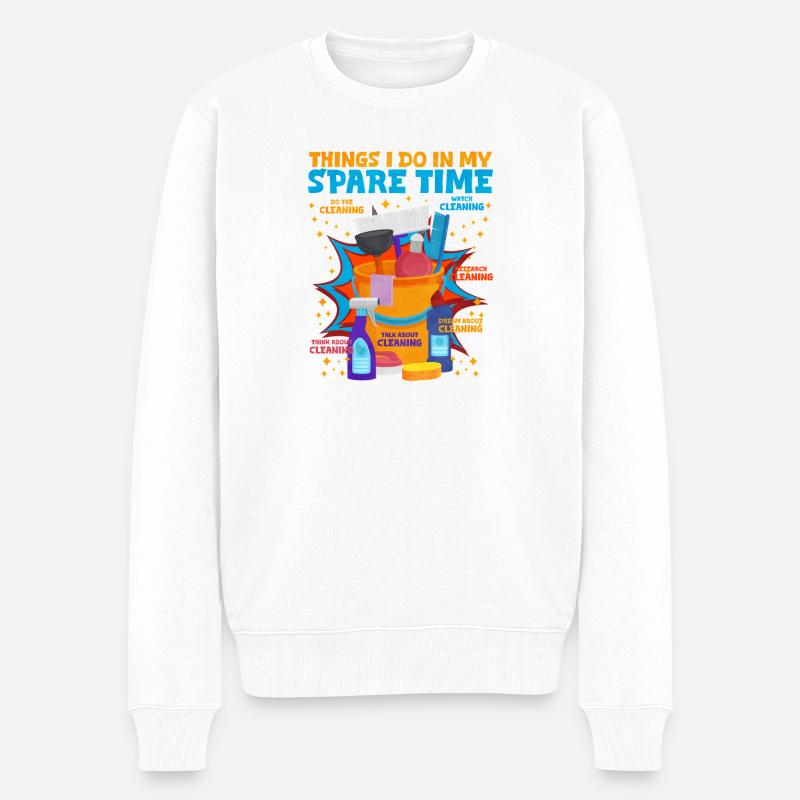 Reinigung Humordesign - Männer Premium Bio Pullover - Weiß