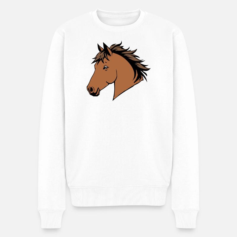 Pferde T-shirt Geschenk Reiter  - Männer Premium Bio Pullover - Weiß