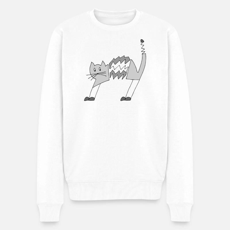 Katze - Männer Premium Bio Pullover - Weiß