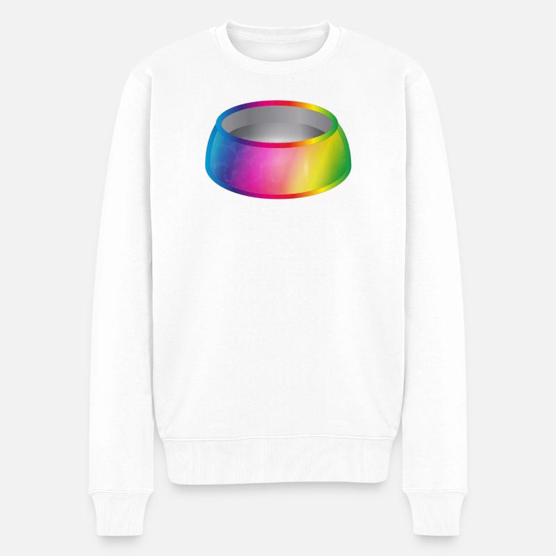 Regenbogen Futternapf Motiv für Haustiere - Männer Premium Bio Pullover - Weiß