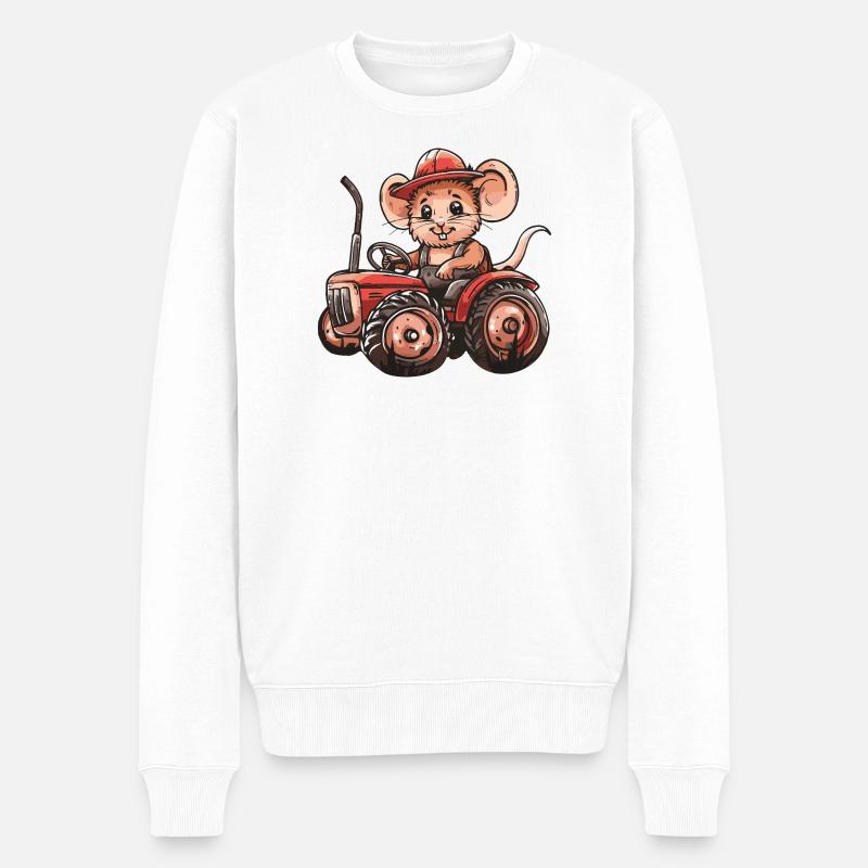 Maus Traktor Farmer - Männer Premium Bio Pullover - Weiß