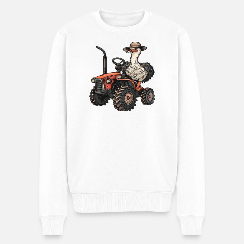 Strauß Traktor Farmer - Männer Premium Bio Pullover - Weiß
