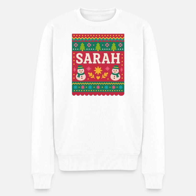 Sarah Christmas Schneemann-Festkunst - Männer Premium Bio Pullover - Weiß