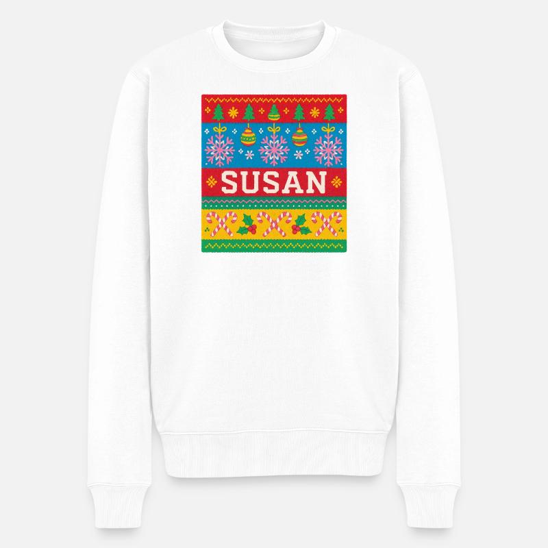 Personalisierte Susan-Weihnachtskunst - Männer Premium Bio Pullover - Weiß