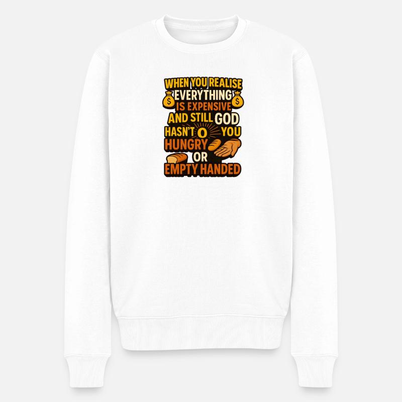 Teurer Realisationshungrig, christlicher Glaube - Männer Premium Bio Pullover - Weiß