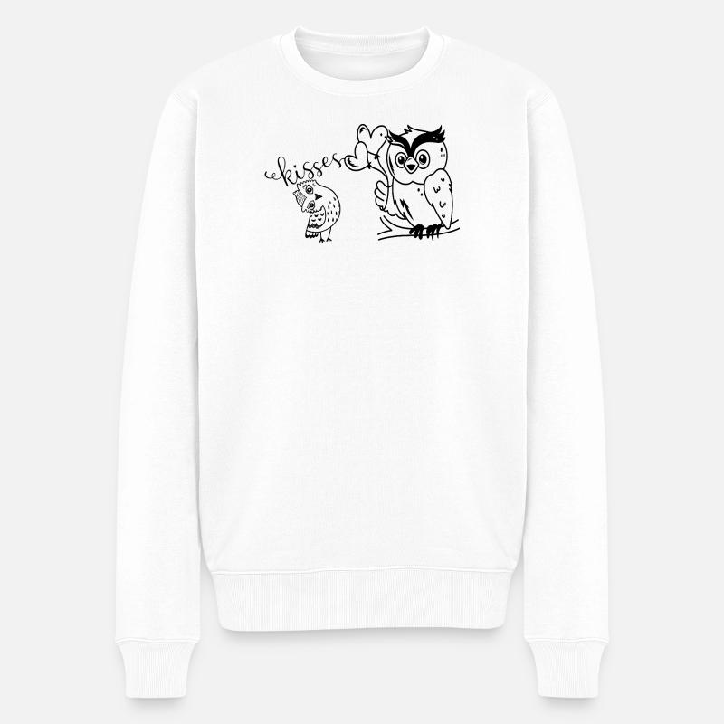 Zwei Eulen - Männer Premium Bio Pullover - Weiß