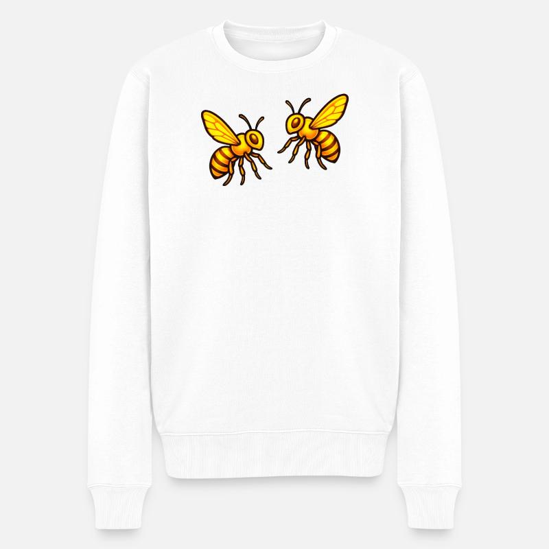 Leuchtende Honigbienen - Männer Premium Bio Pullover - Weiß