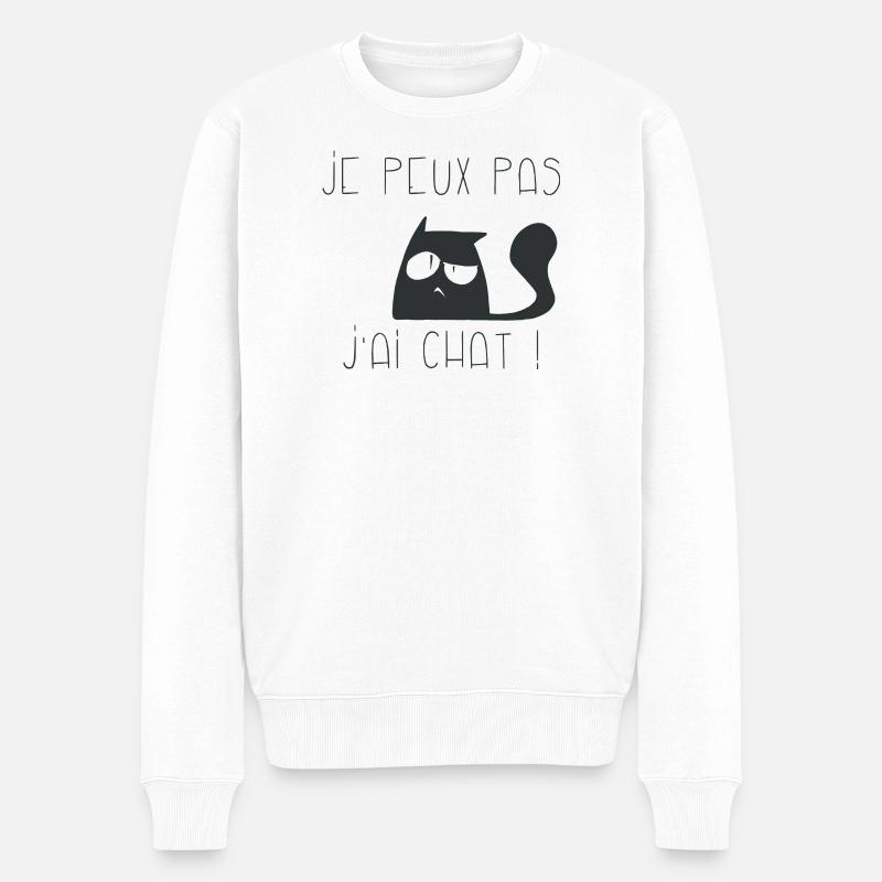 Je peux pas j'ai chat interrogateur - Pull Premium bio Homme - blanc