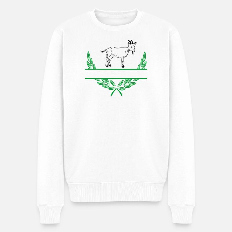 Ziegenlorbeerkranz mit Namensraum - Männer Premium Bio Pullover - Weiß