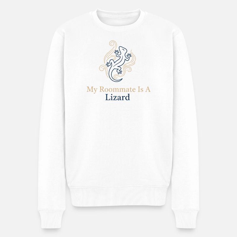 Mein Mitbewohner ist eine Echse - Männer Premium Bio Pullover - Weiß