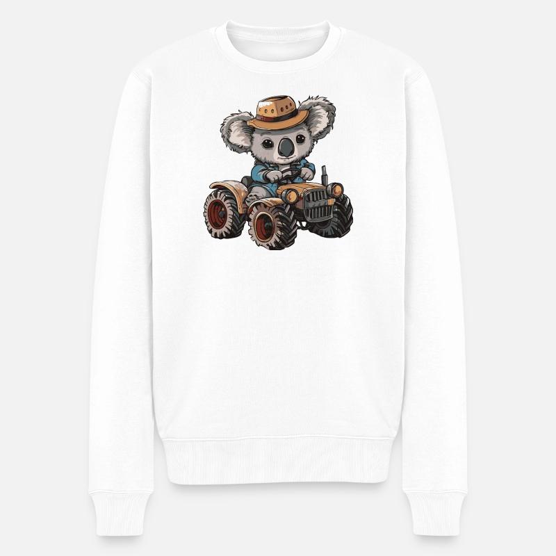 Koala Traktor Farmer - Männer Premium Bio Pullover - Weiß