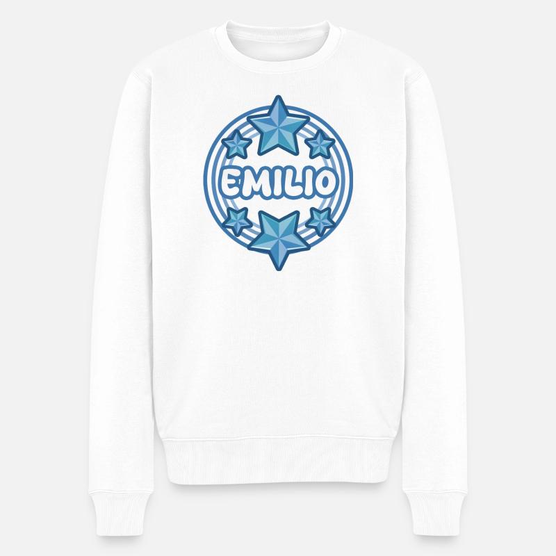 Name Emilio - Männer Premium Bio Pullover - Weiß