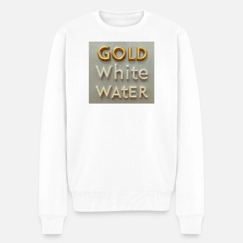 Golden White Water Typografie - Männer Premium Bio Pullover - Weiß