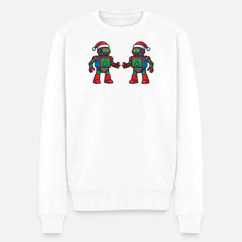 Santa Roboter  - Männer Premium Bio Pullover - Weiß