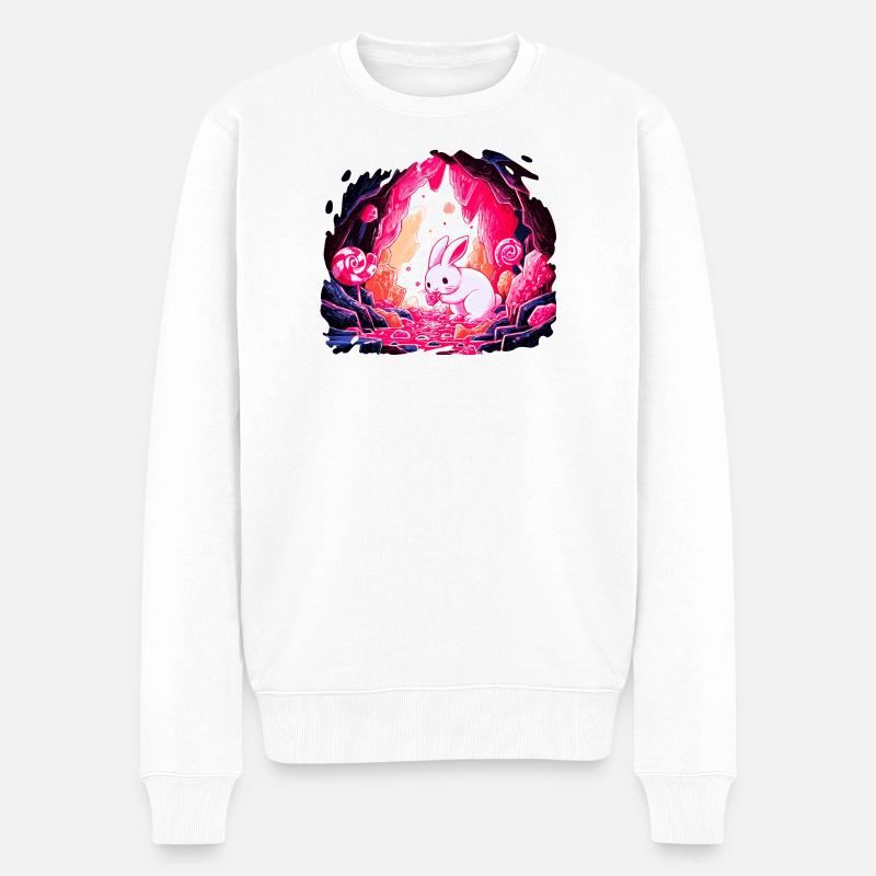 Zuckerkammer Hase im Kristallwald - Männer Premium Bio Pullover - Weiß