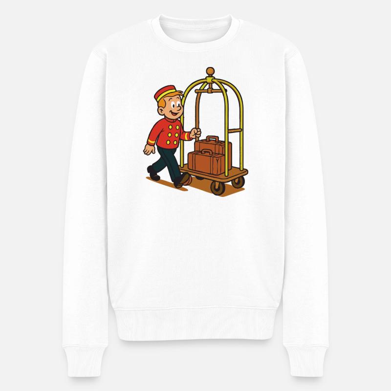 Piccolo Frankys Hotelwagen - Männer Premium Bio Pullover - Weiß