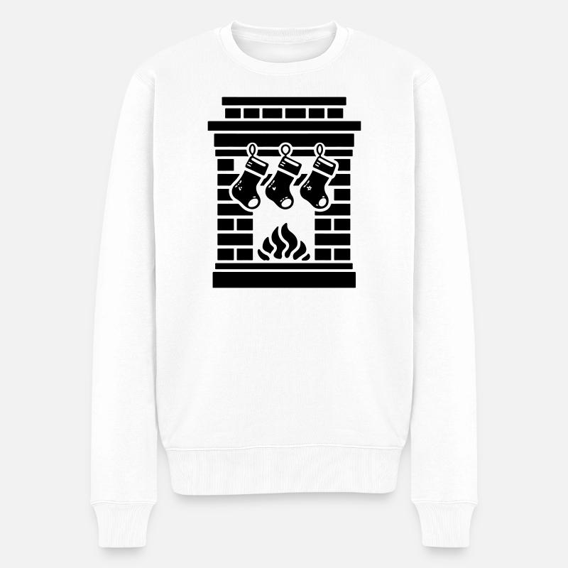 Chaussette de Noël avec cheminée - Pull Premium bio Homme - blanc