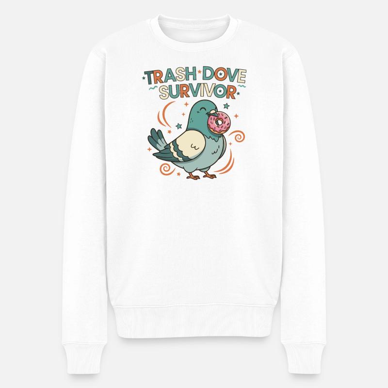 Trash Dove Survivor Donut - Männer Premium Bio Pullover - Weiß