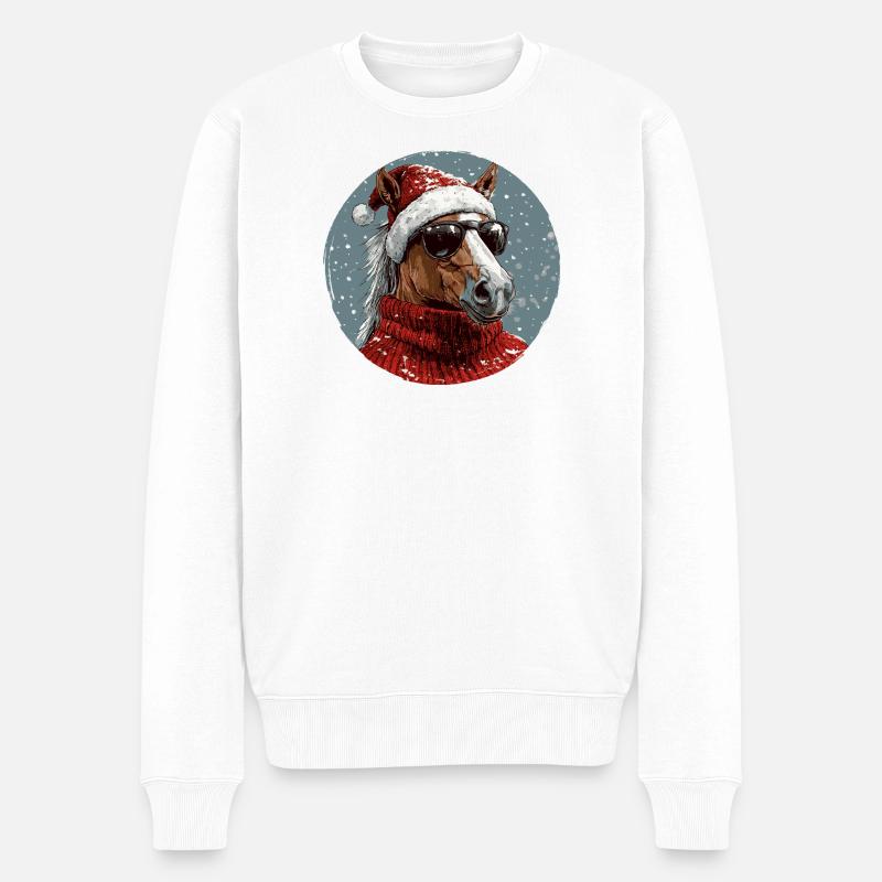 Noël de Noël cheval - Pull Premium bio Homme - blanc