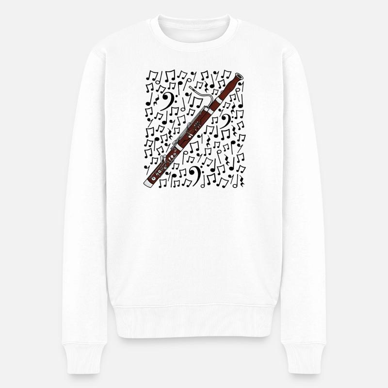 Fagottnotnoten Holzbläser - Männer Premium Bio Pullover - Weiß