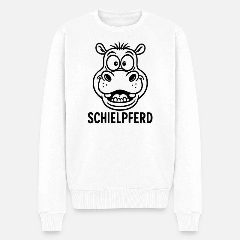 schielpferd kinder witz - Männer Premium Bio Pullover - Weiß