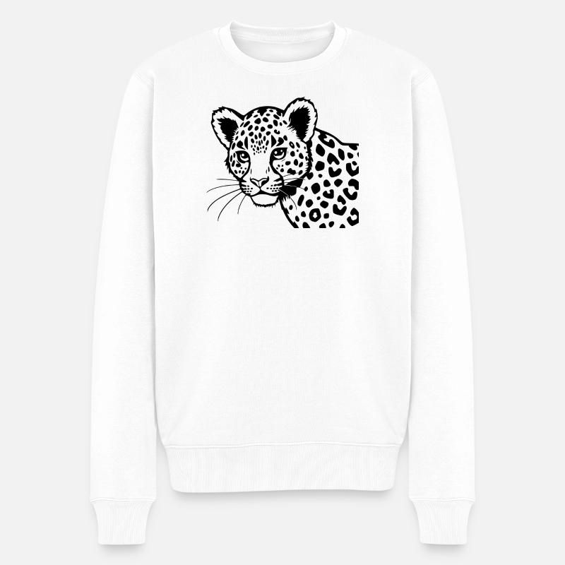 Leopard schwarz Geschenk Weihnachten  - Männer Premium Bio Pullover - Weiß