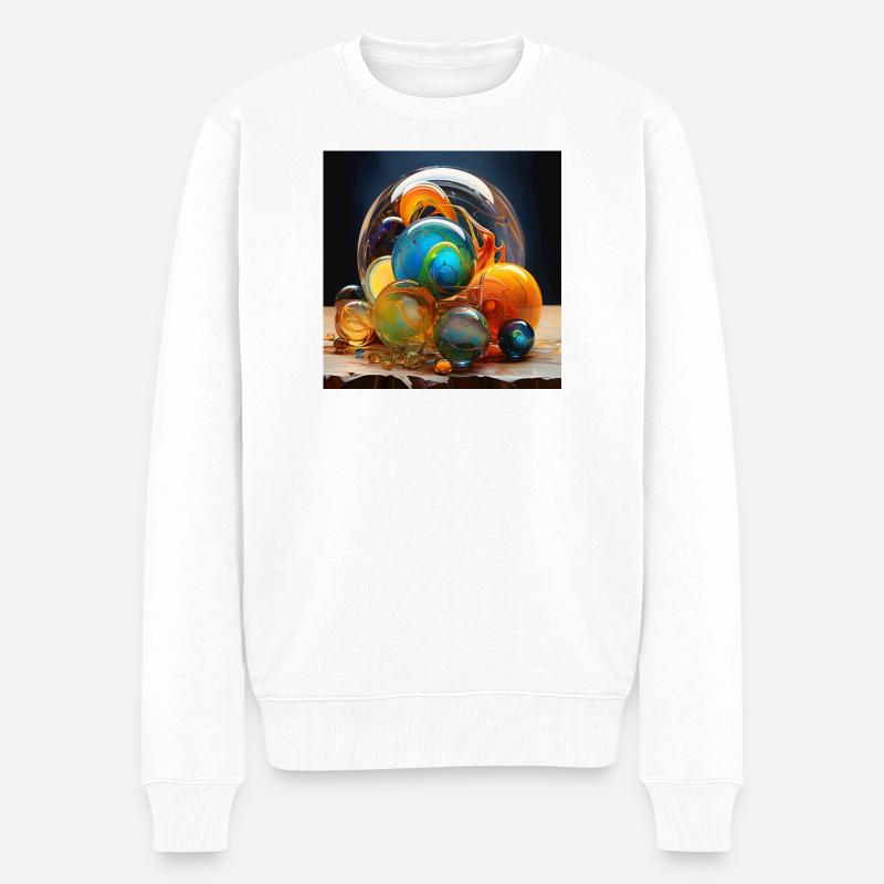 Farbige Glasblasen Kunst - Männer Premium Bio Pullover - Weiß