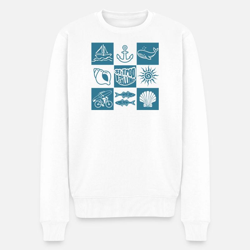 Appels de l'océan motifs nautiques - Pull Premium bio Homme - blanc