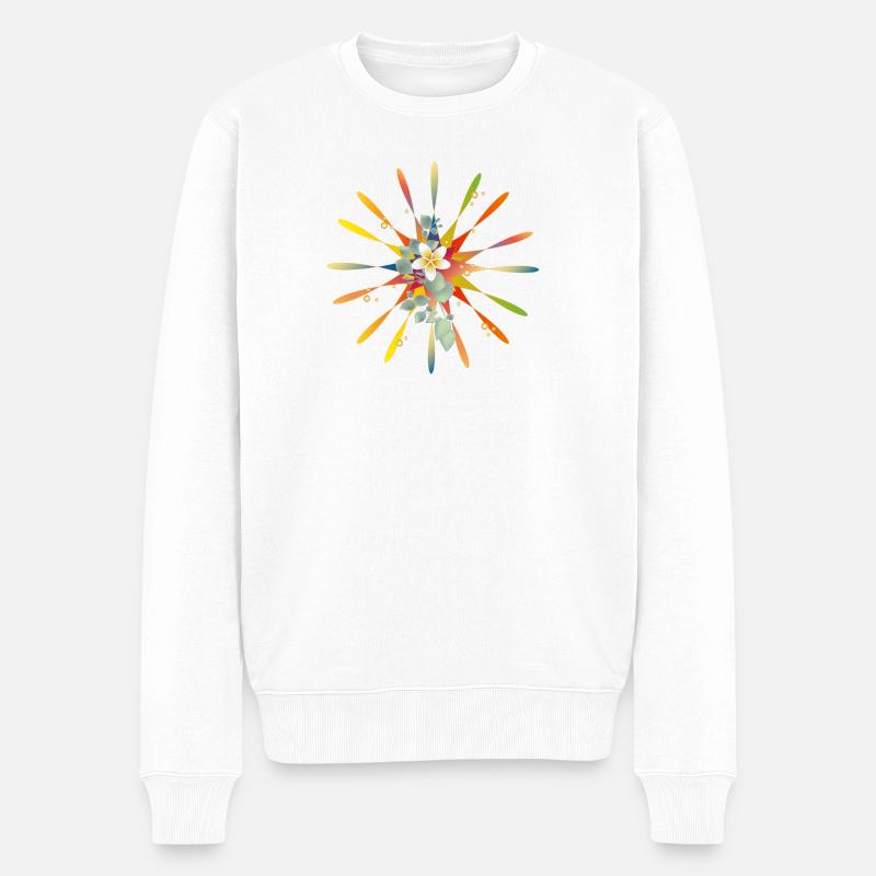 Étoile arc-en-ciel radieuse avec fleur exotique - Pull Premium bio Homme - blanc