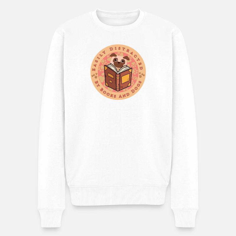 Lesehund: Bücherliebe trifft Flausch - Männer Premium Bio Pullover - Weiß