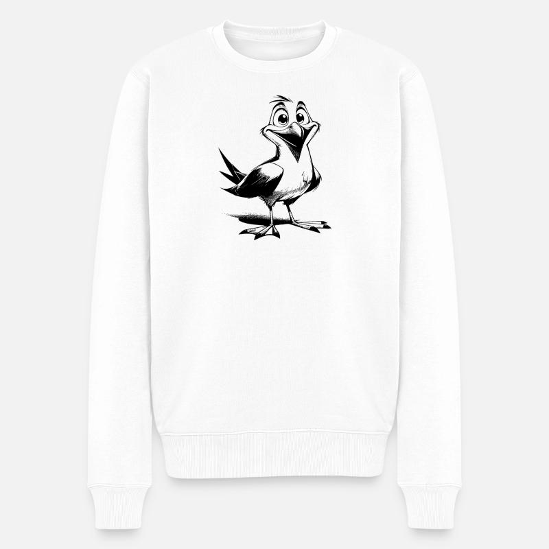 Lustige Möwen Küstenvogel mit großen Augen - Männer Premium Bio Pullover - Weiß