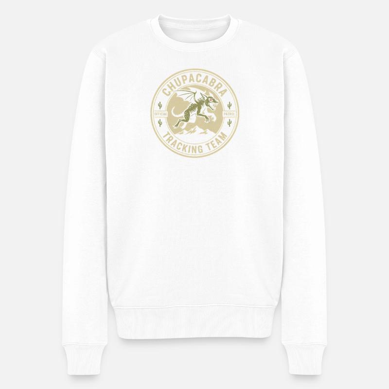 Chupacabra-Verfolgungsteam Lustiges Kryptid Chupac - Männer Premium Bio Pullover - Weiß