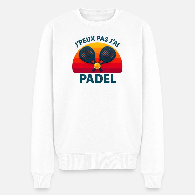 J'peux pas jai padel coucher de soleil - Pull Premium bio Homme - blanc